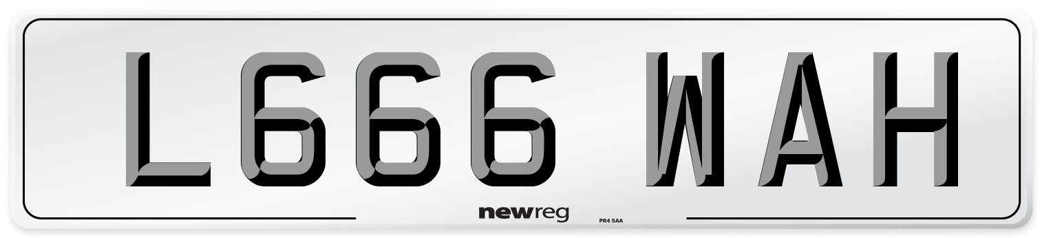 L666 WAH Number Plate from New Reg